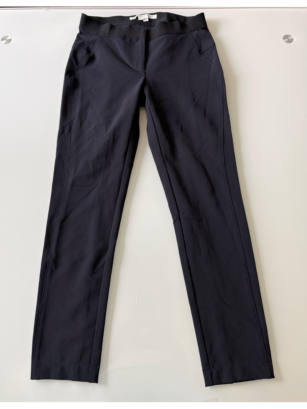 Veronica Beard Dark Blue Scuba Legging Trouser Stretch Elastic Waistband Sz 4